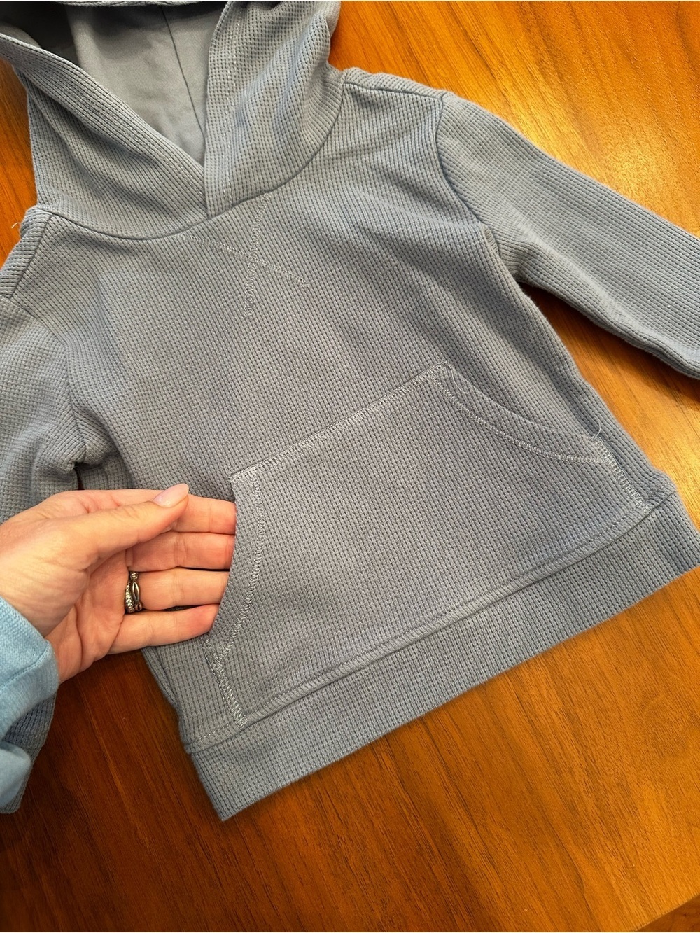 Scene & Heard Toddler Hooded Waffle-Knit Pullover Sweatshirt - Light Blue - Picture 2 of 3